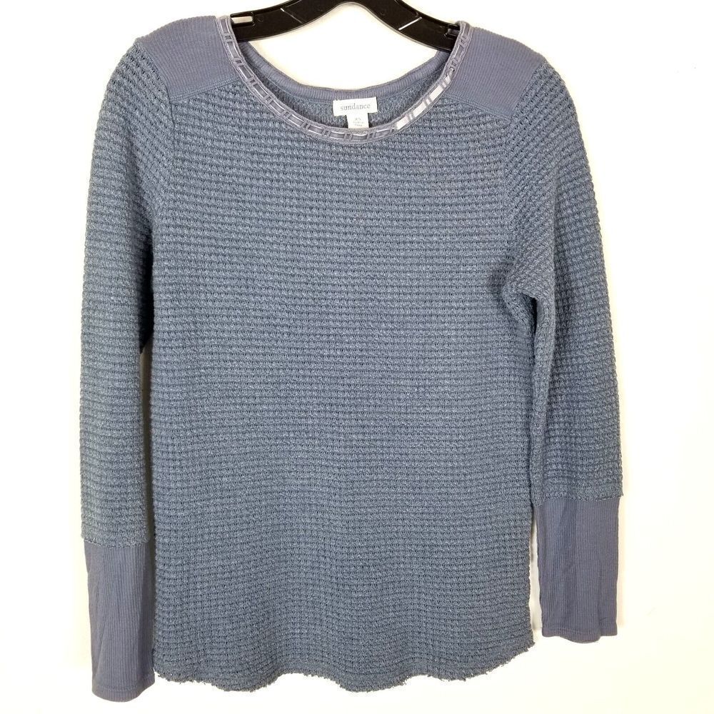 Sundance Women‎ Waffle Knit Thermal Sweater  Size XS Long Sleeve Gray